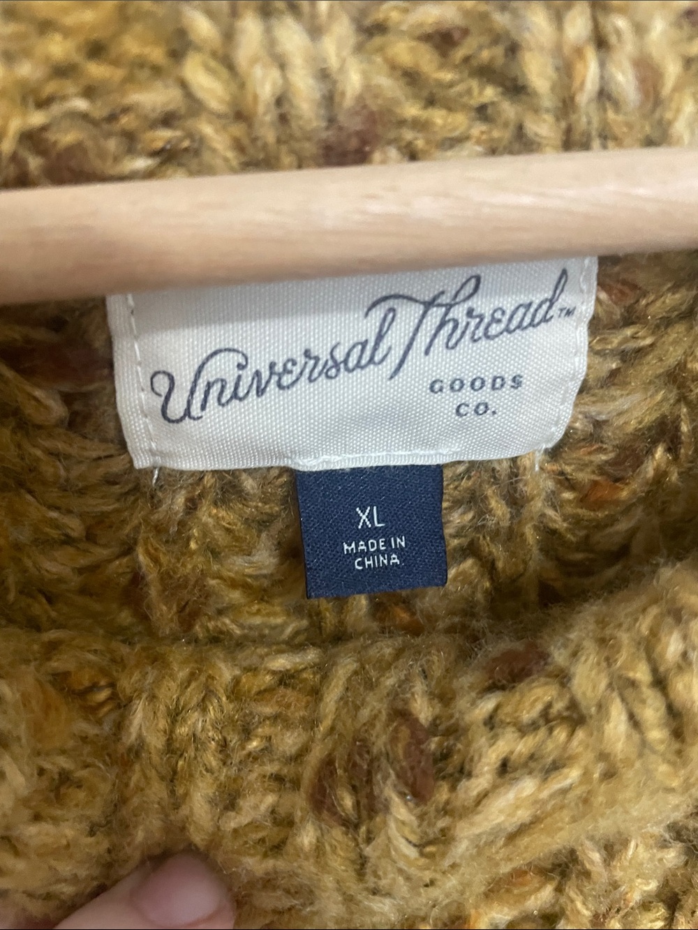Universal Thread Mustard Yellow Chunky Knit Crewneck Sweater XL - Picture 2 of 7